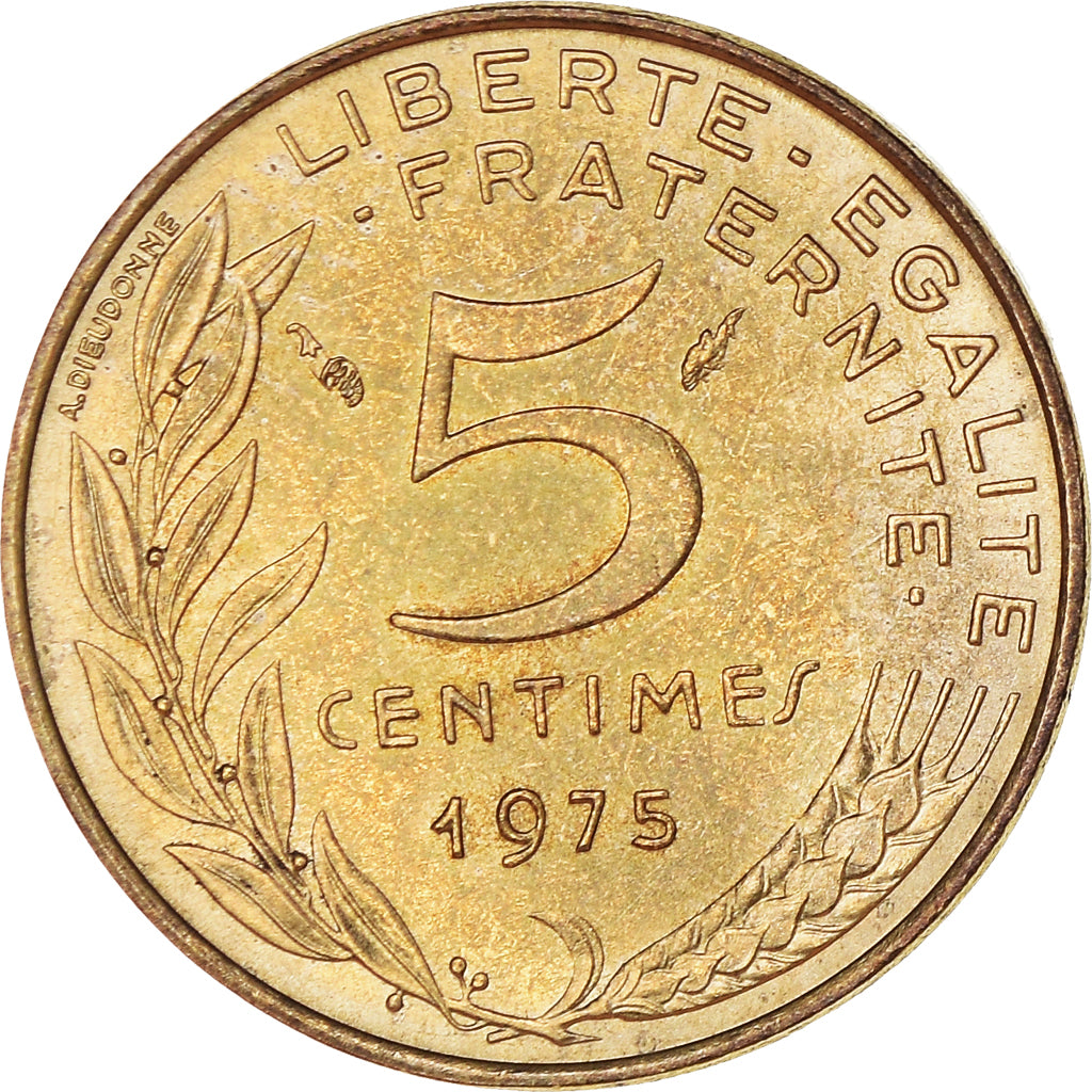 Coin, France, Marianne, 5 Centimes, 1975, Paris, AU(55-58), Aluminum-Bronze