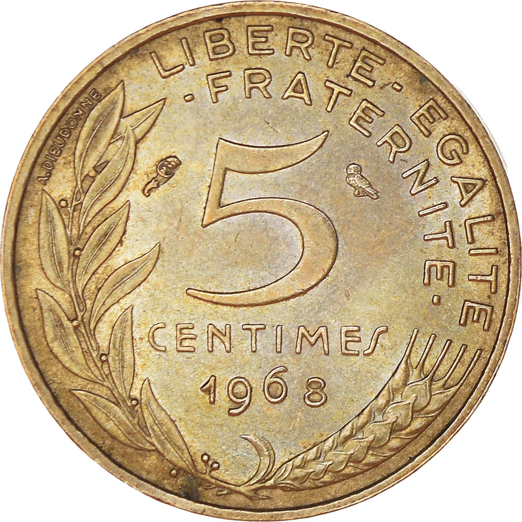 Moneta, Francia, Marianne, 5 Centimes, 1968, Paris, BB+, Alluminio-bronzo