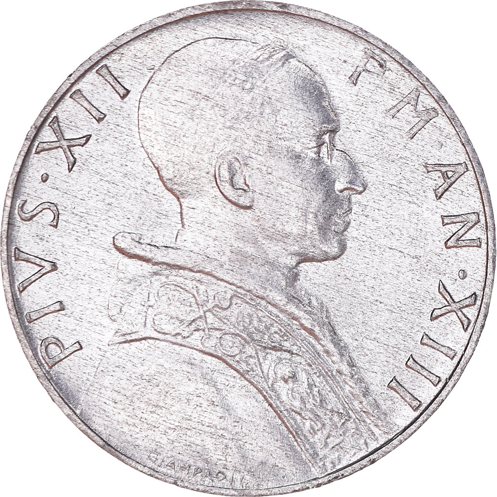 Moneta, CITTÀ DEL VATICANO, Pius XII, 5 Lire, 1951, Roma, SPL, Alluminio