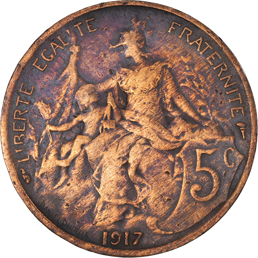Coin, France, Dupuis, 5 Centimes, 1917, Paris, VF(20-25), Bronze, KM:842
