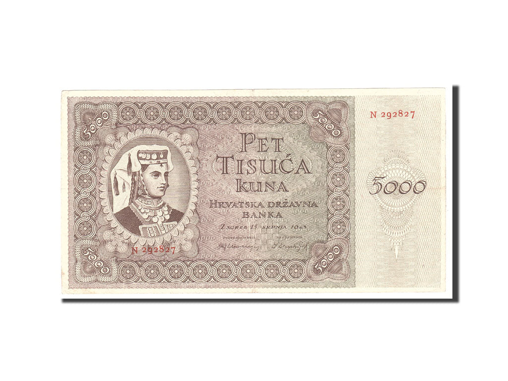 Croatia, 5000 Kuna, 1943, KM:14A, 1943-07-15, AU(50-53)