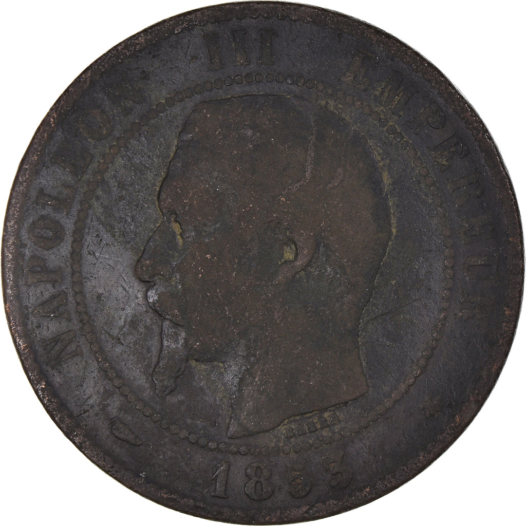 Munten, Frankrijk, Napoléon III, 10 Centimes, 1853, Strasbourg, ZG+, Bronzen