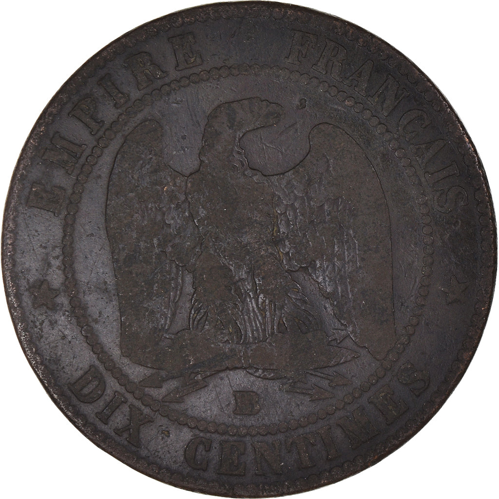 Munten, Frankrijk, Napoléon III, 10 Centimes, 1853, Strasbourg, ZG+, Bronzen