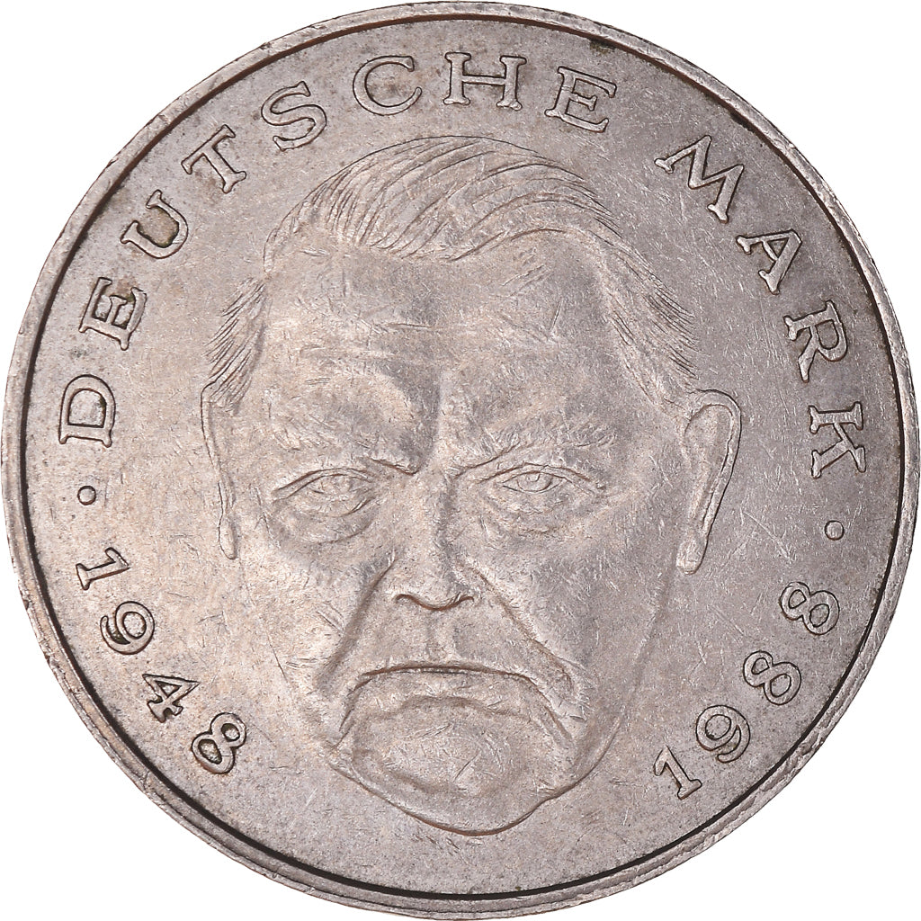 Moneda, ALEMANIA - REPÚBLICA FEDERAL, 2 Mark, 1991, Karlsruhe, MBC, Cobre -