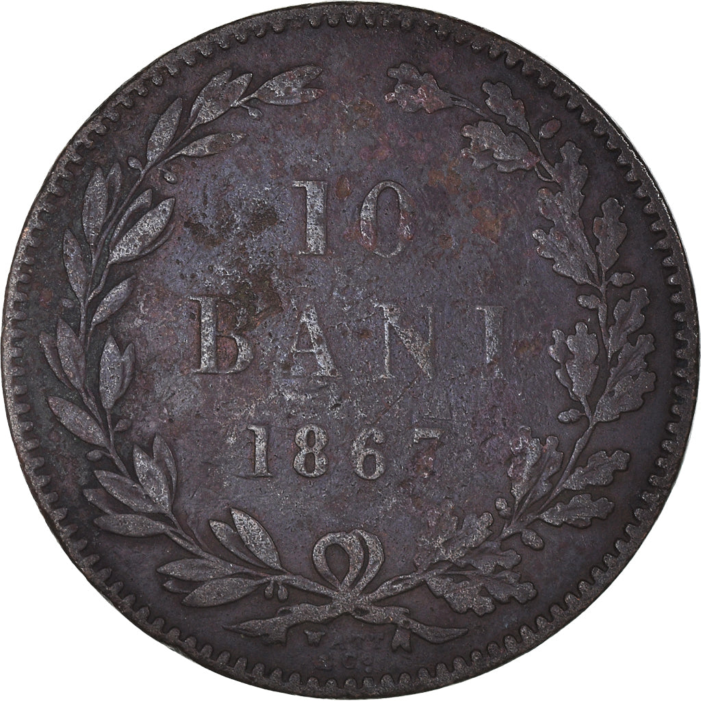 Coin, Romania, Carol I, 10 Bani, 1867, VF(20-25), Copper, KM:4.2
