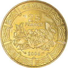 Coin, Central African States, 25 Francs, 2006, Paris, MS(63), Brass, KM:20