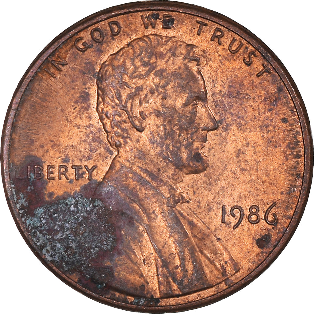 Monnaie, États-Unis, Lincoln Cent, Cent, 1986, U.S. Mint, Philadelphie, TB+