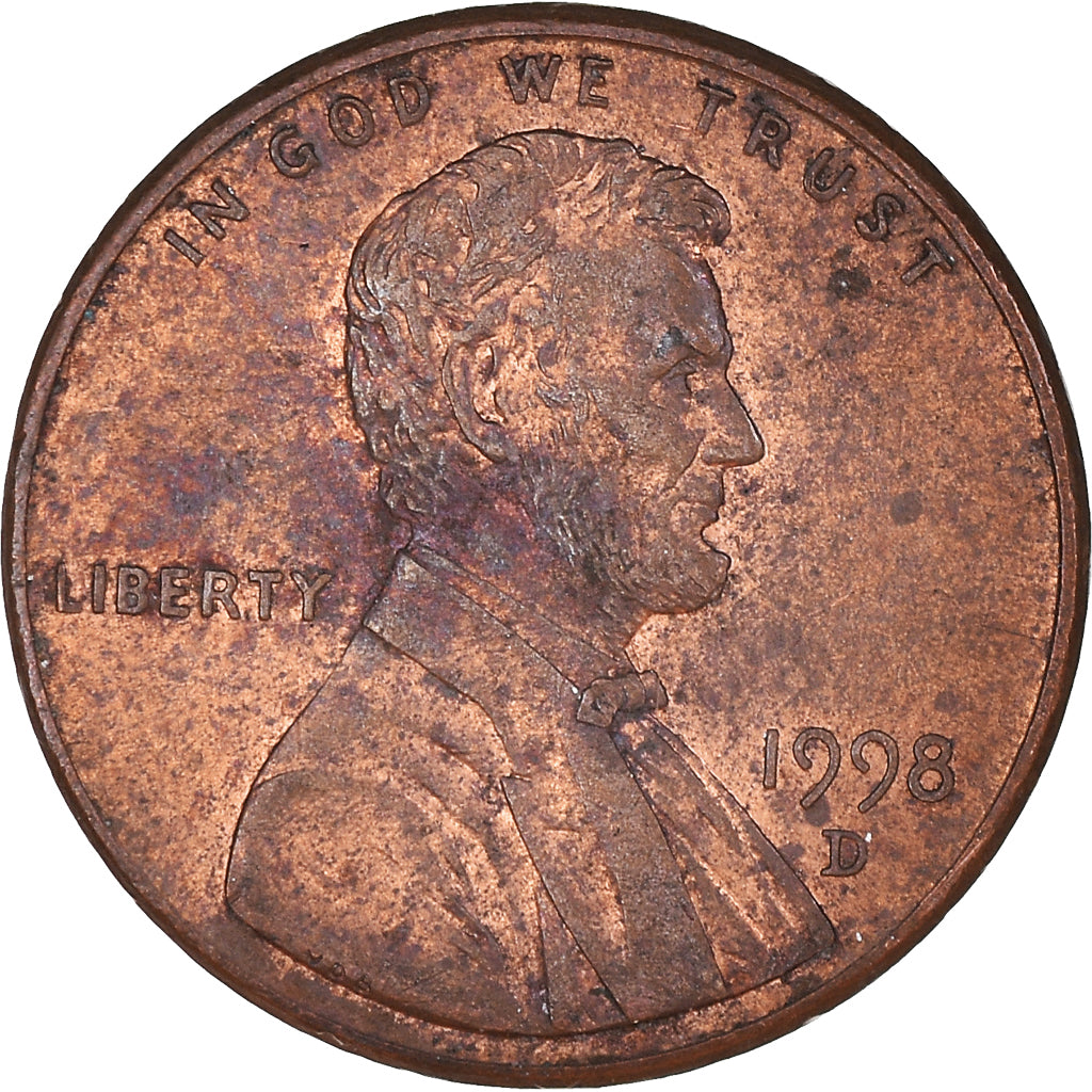 Monnaie, États-Unis, Lincoln Cent, Cent, 1998, U.S. Mint, Denver, TB+, Copper
