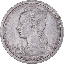 Coin, Madagascar, 1 Franc, 1948, Paris, EF(40-45), Aluminum