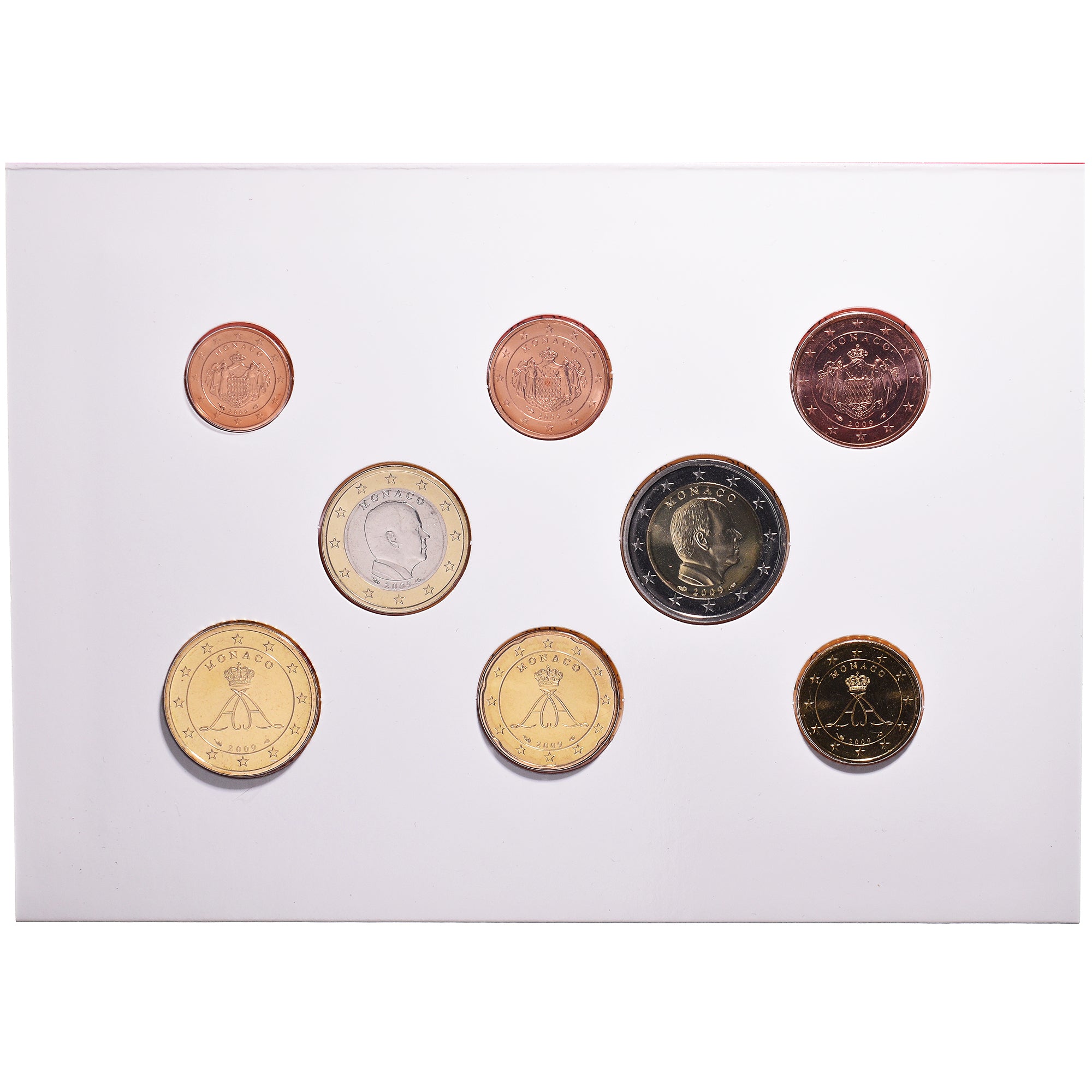 Monaco, Set, 2009, Série de 8 pièces Euro.BU, MS(65-70)