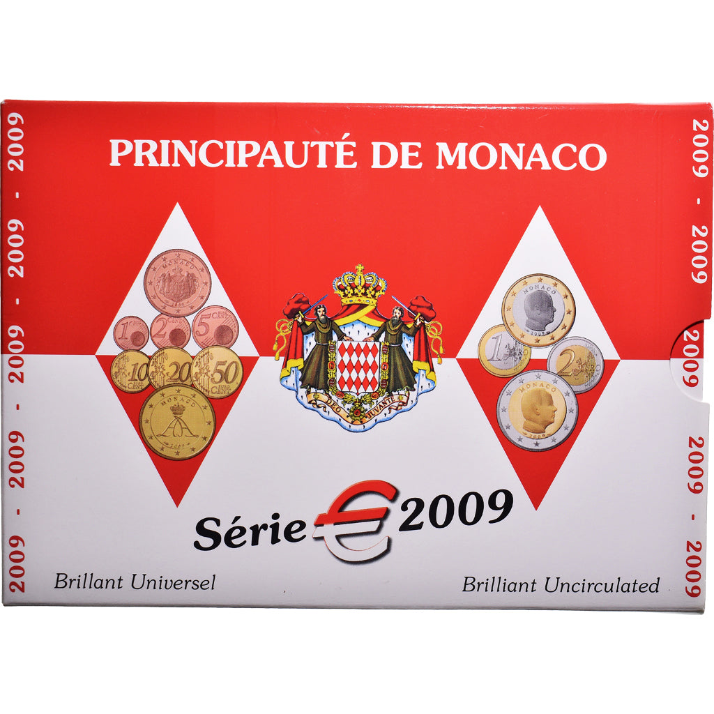 Monaco, Set, 2009, Série de 8 pièces Euro.BU, MS(65-70)