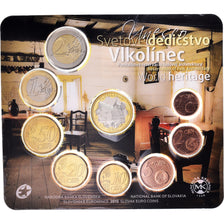 Slovakia, Euro-Set, 2015, Unesco architecture Vlkolinec.Set 8 Monnaies et 1