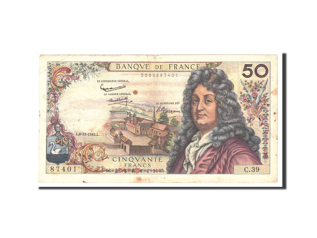 Banconote, Francia, 50 Francs, 1962, 1962-12-06, BB, Fayette:64.3, KM:148a