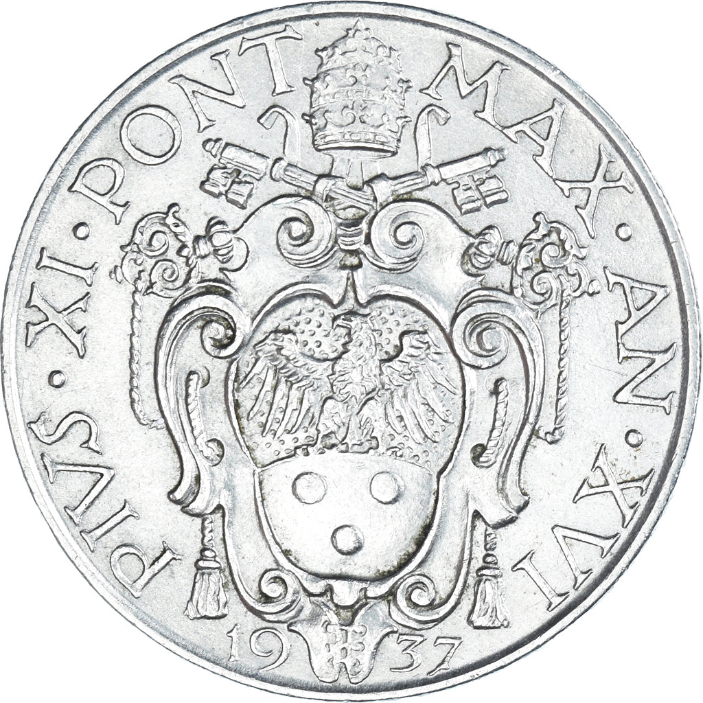 Moneda, CIUDAD DEL VATICANO, Pius XI, Lira, 1937, Roma, MBC, Níquel, KM:5