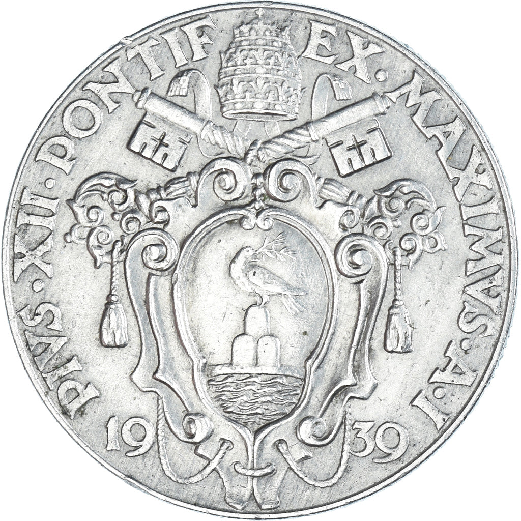 Coin, VATICAN CITY, Pius XII, 2 Lire, 1939, EF(40-45), Nickel, KM:27