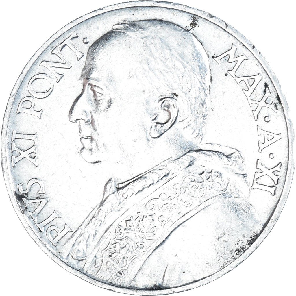 Coin, VATICAN CITY, Pius XI, 10 Lire, 1932, Roma, AU(50-53), Silver, KM:8
