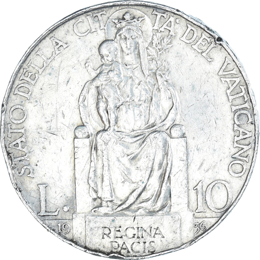 Monnaie, Cité du Vatican, Pius XI, 10 Lire, 1936, Roma, TB+, Argent, KM:8