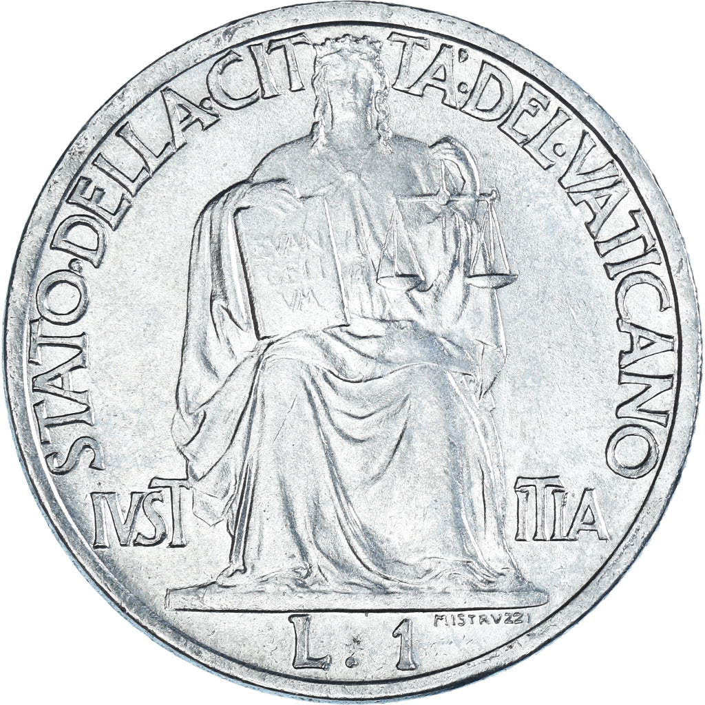 Coin, VATICAN CITY, Pius XII, Lira, 1942, Roma, AU(50-53), Stainless Steel