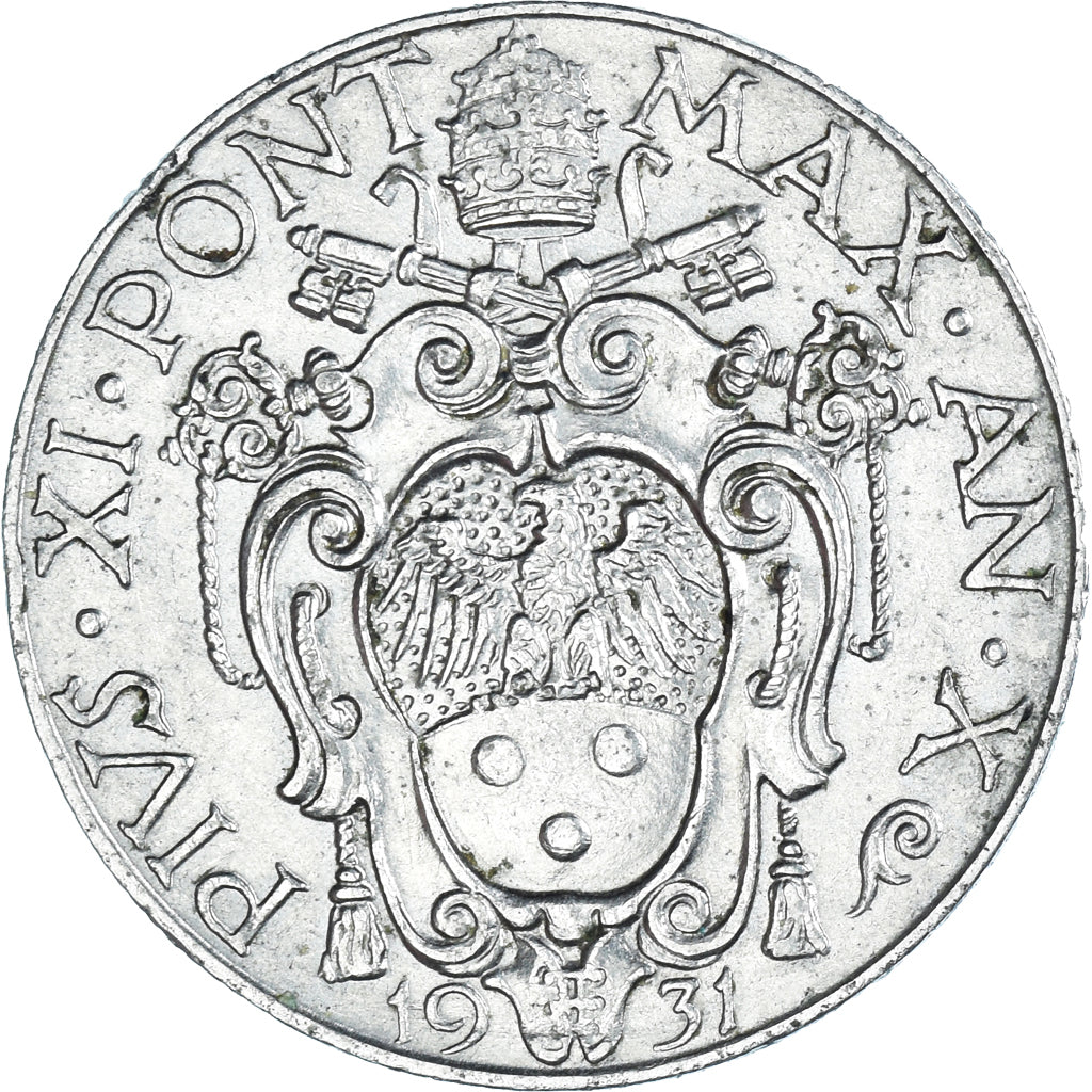 Coin, VATICAN CITY, Pius XI, 50 Centesimi, 1931, Roma, EF(40-45), Nickel, KM:4