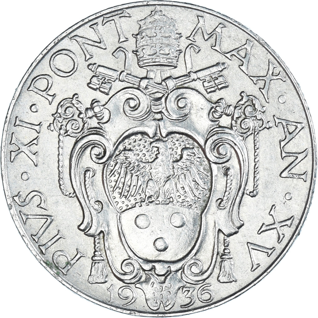 Coin, VATICAN CITY, Pius XI, 50 Centesimi, 1936, Roma, EF(40-45), Nickel, KM:4