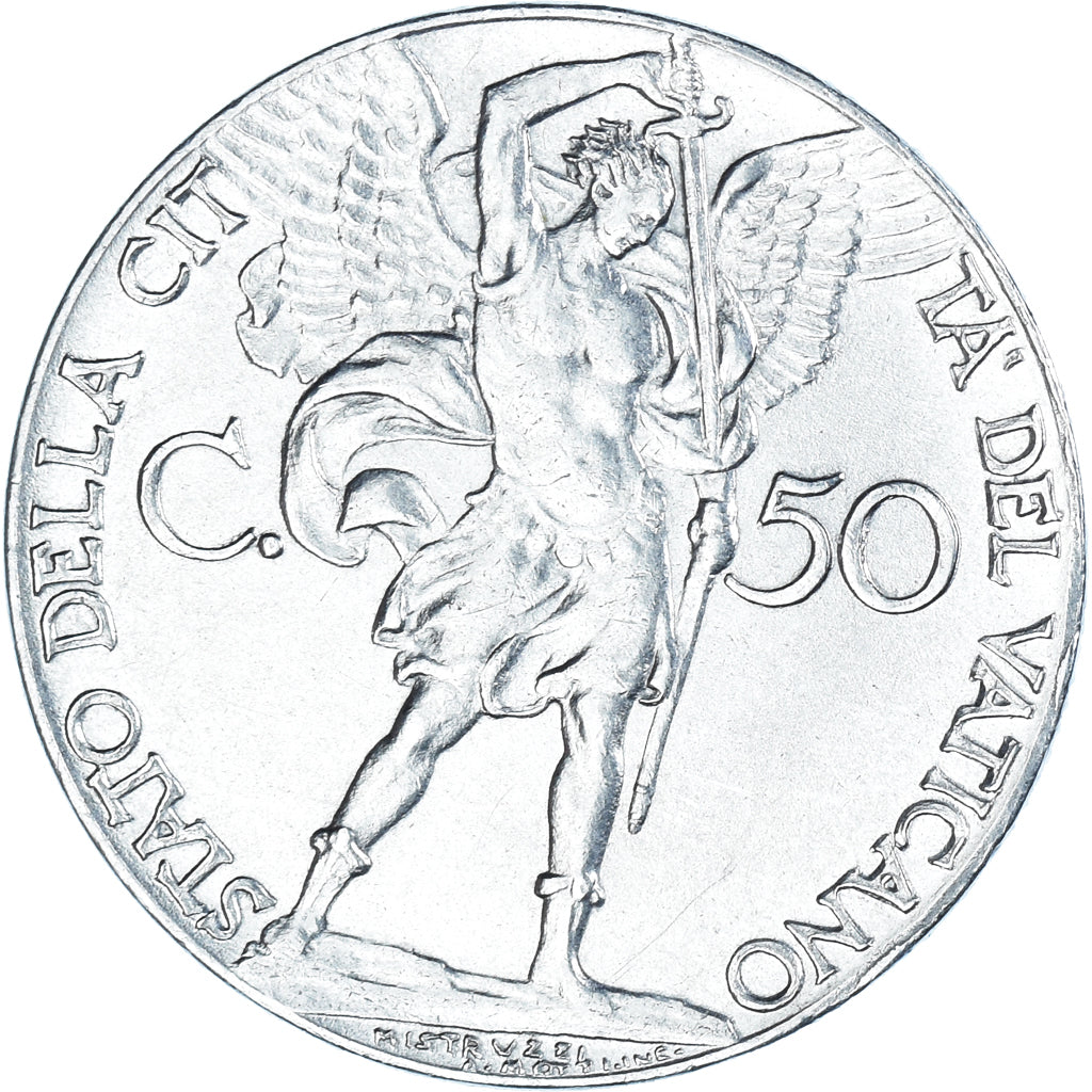 Moneta, PAŃSTWO WATYKAŃSKIE, Pius XII, 50 Centesimi, 1941, AU(55-58), Stal
