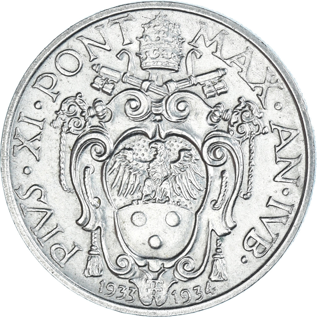 Monnaie, Cité du Vatican, Pius XI, 20 Centesimi, 1933-1934, Roma, TTB, Nickel