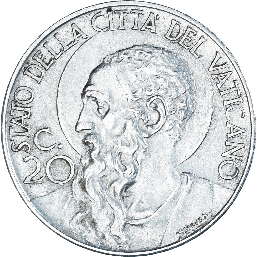 Coin VATICAN CITY Pius XII 20 Centesimi 1940 EF(40-45) Stainless