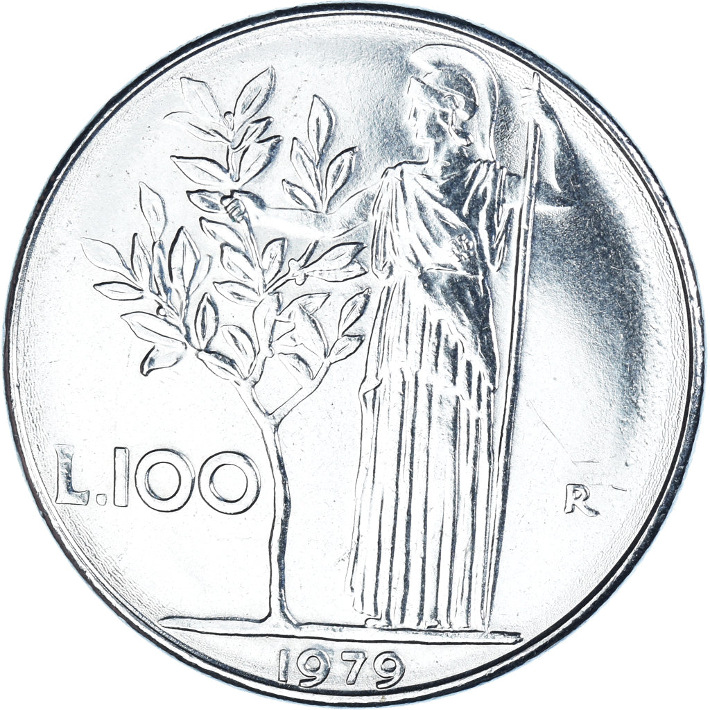 Moeda, Itália, 100 Lire, 1979, Rome, AU(50-53), Aço Inoxidável, KM:96.1