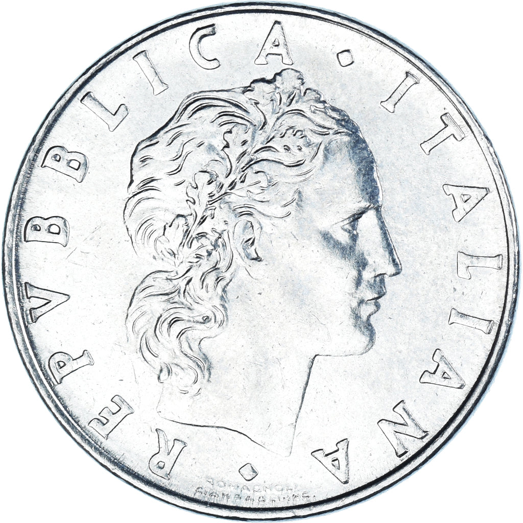 Coin, Italy, 50 Lire, 1973, Rome, MS(63), Stainless Steel, KM:95.1