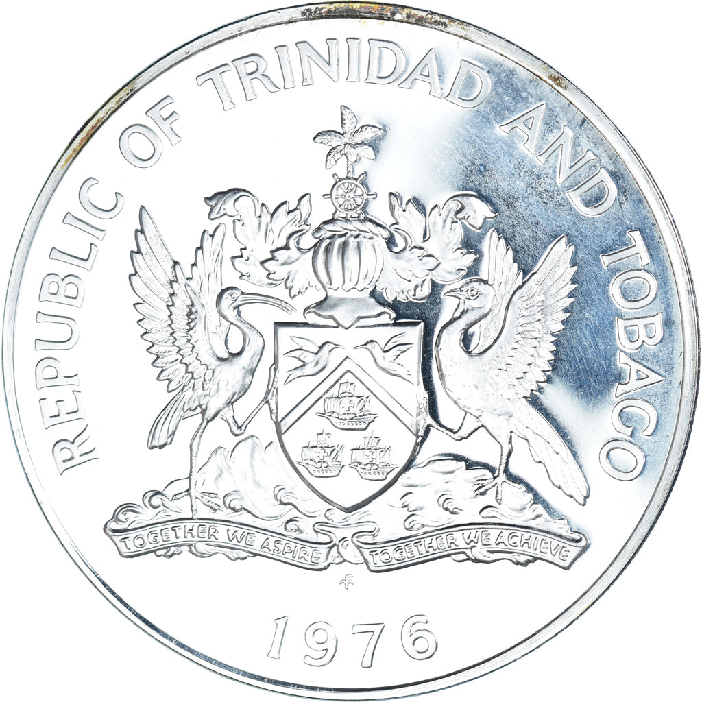 Coin, TRINIDAD & TOBAGO, 10 Dollars, 1976, Franklin Mint, BE, MS(65-70), Silver