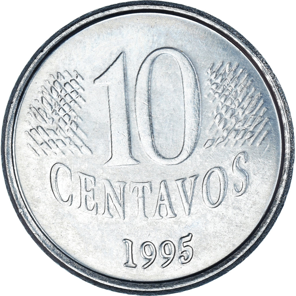Moneda, Brasil, 10 Centavos, 1995, FAO, SC, Acero inoxidable, KM:641