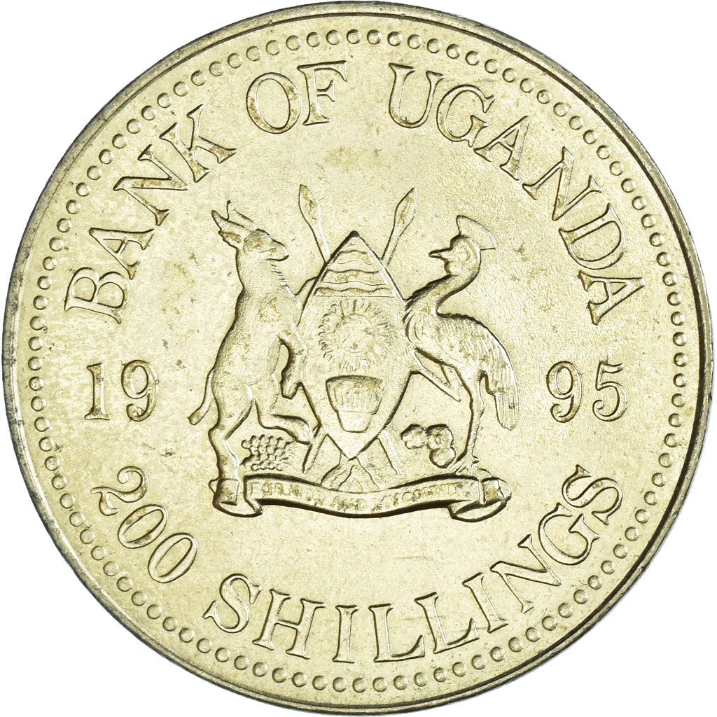 Coin, Uganda, 200 Shillings, 1995, 50 Years - FAO.Food For All., MS(63)