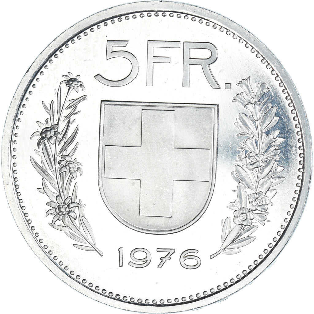 Coin, Switzerland, 5 Francs, 1976, Bern, BE, MS(63), Copper-nickel, KM:40a.1