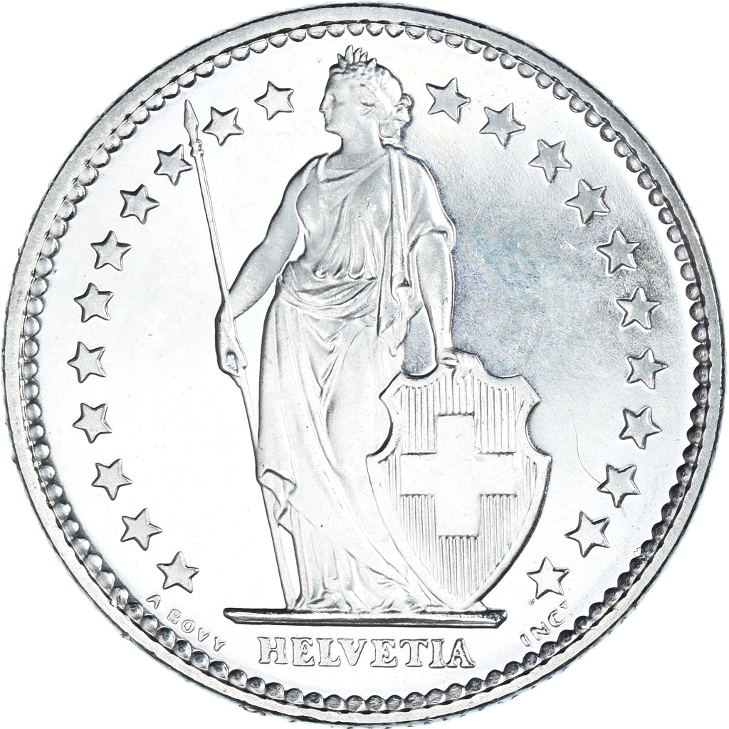 Coin, Switzerland, 2 Francs, 1976, Bern, BE, MS(63), Copper-nickel, KM:21a.1