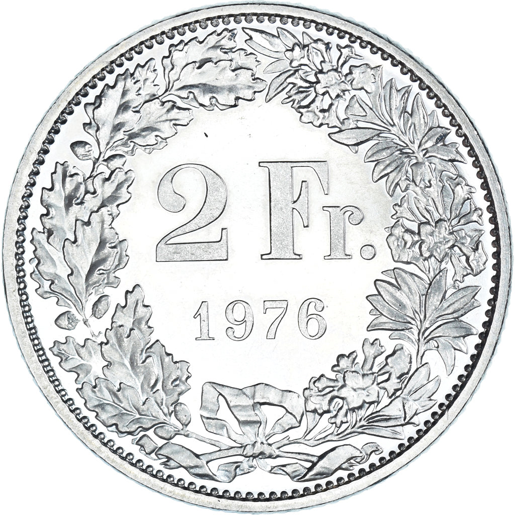 Coin, Switzerland, 2 Francs, 1976, Bern, BE, MS(63), Copper-nickel, KM:21a.1