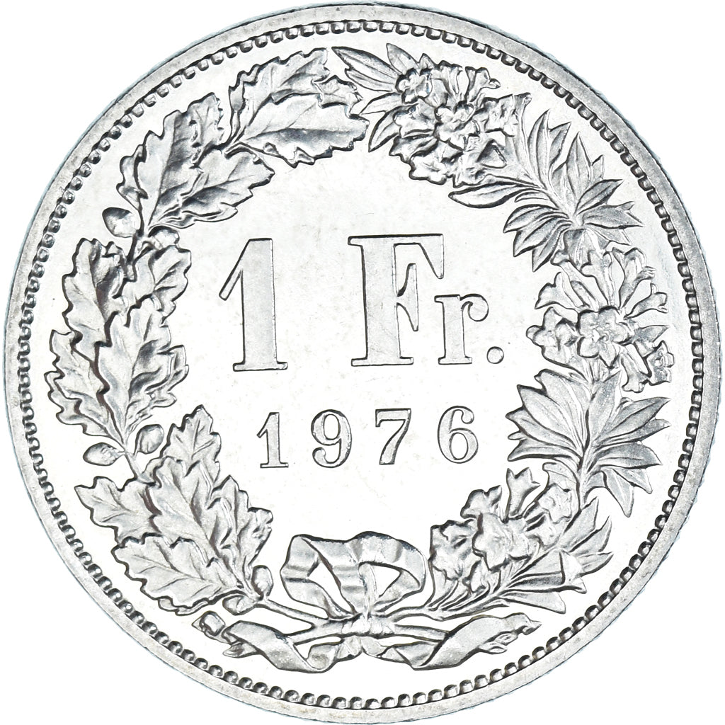 Moneta, Szwajcaria, Franc, 1976, Bern, BE, MS(63), Miedź-Nikiel, KM:24a.1