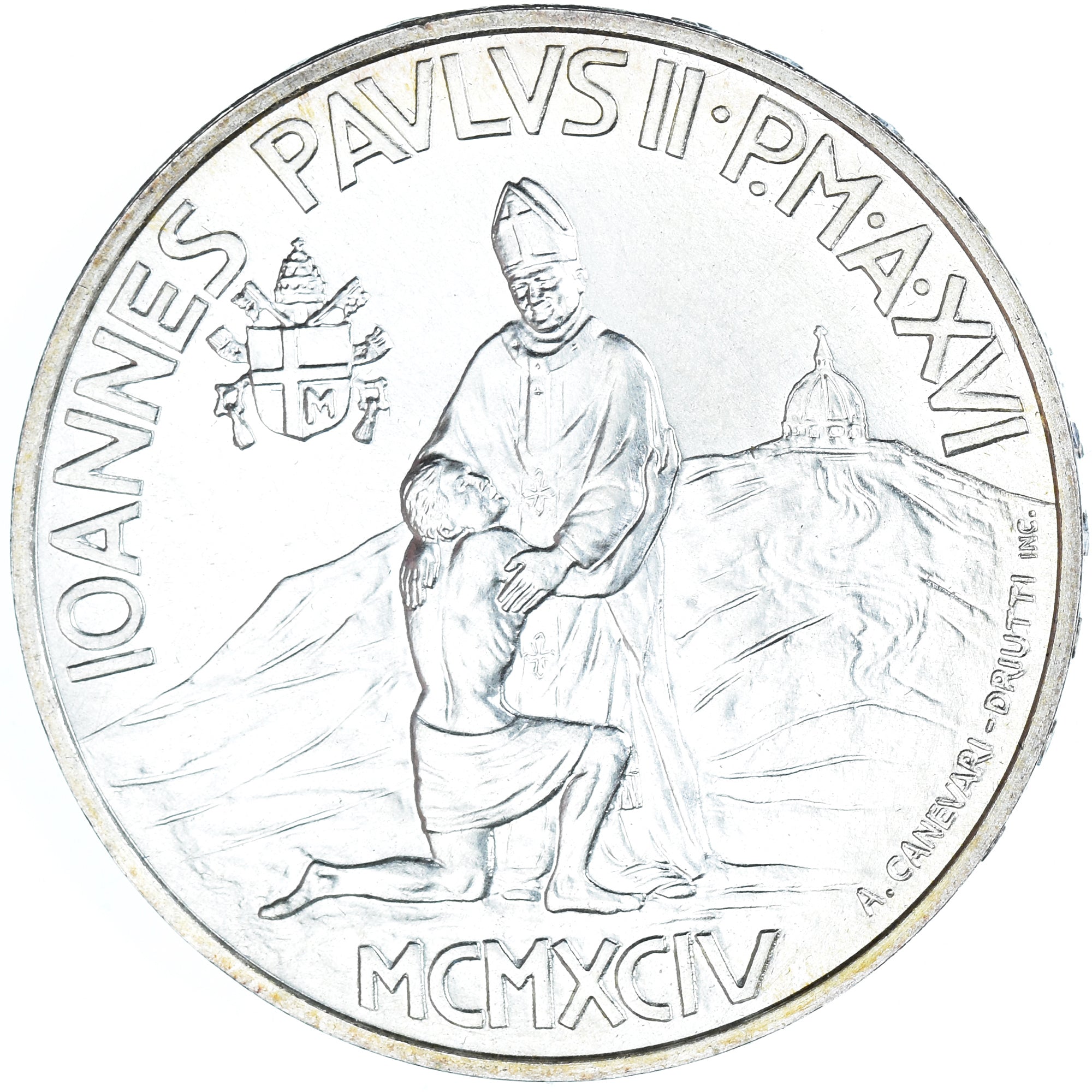 Coin, VATICAN CITY, John Paul II, 1000 Lire, 1994, FDC, MS(65-70), Silver