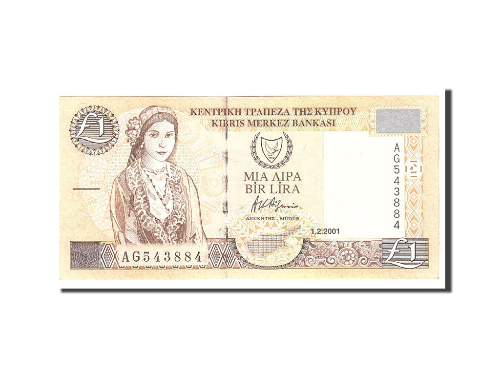 Cyprus, 1 Pound, 2001, KM:60c, 2001-02-01, AU(50-53)