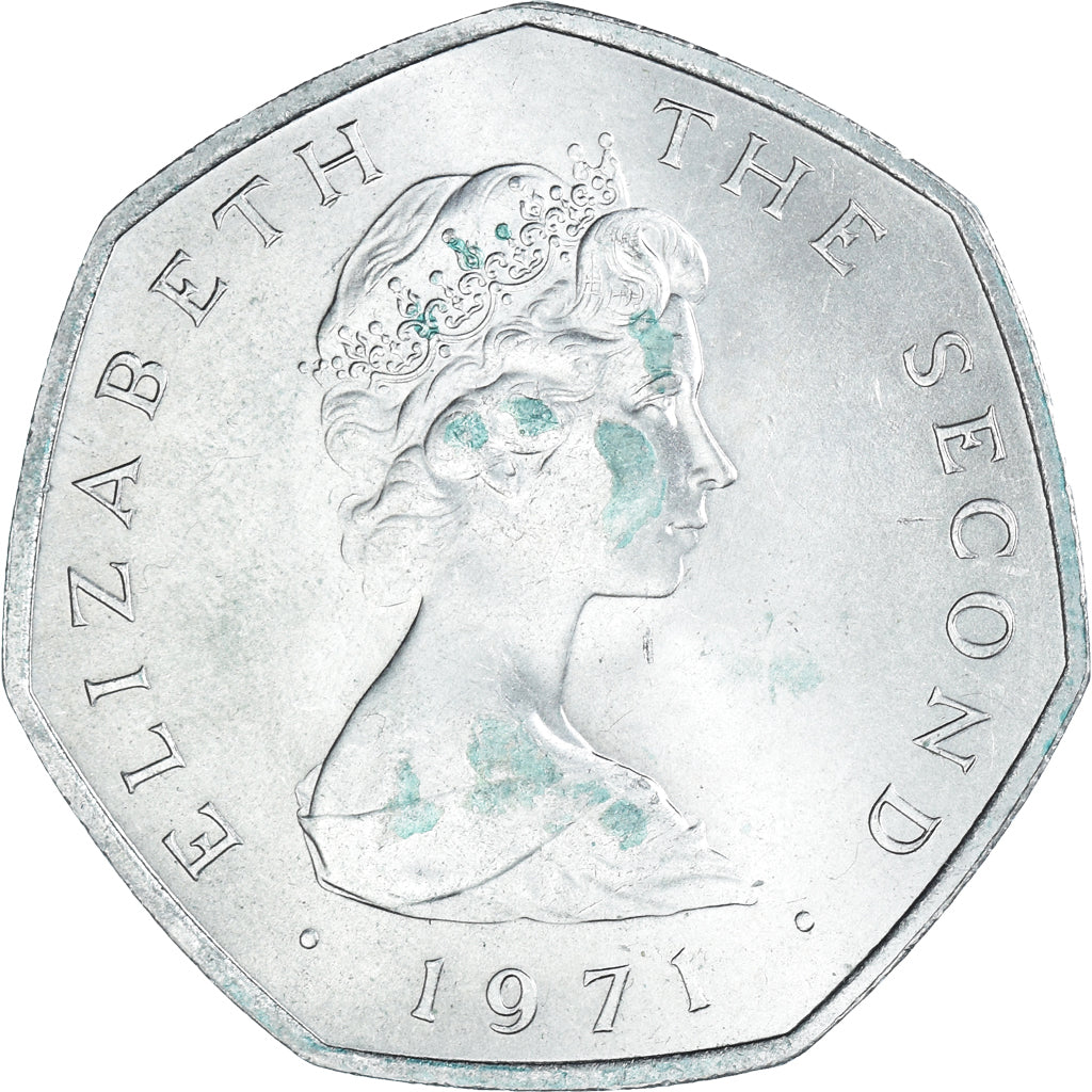 Coin, Isle of Man, Elizabeth II, 50 New Pence, 1971, MS(63), Copper-nickel
