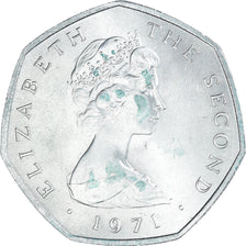 Coin, Isle of Man, Elizabeth II, 50 New Pence, 1971, MS(63), Copper-nickel