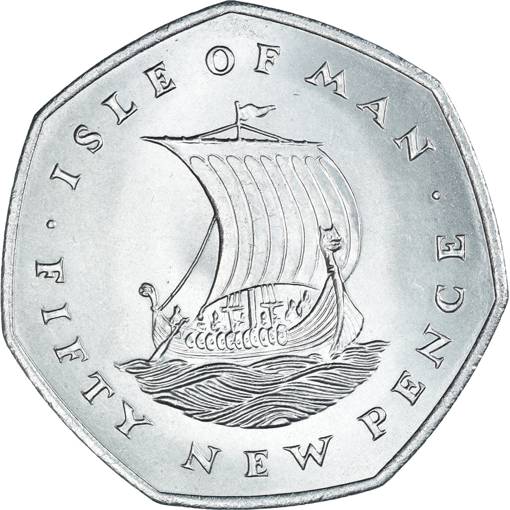 Coin, Isle of Man, Elizabeth II, 50 New Pence, 1971, MS(63), Copper-nickel