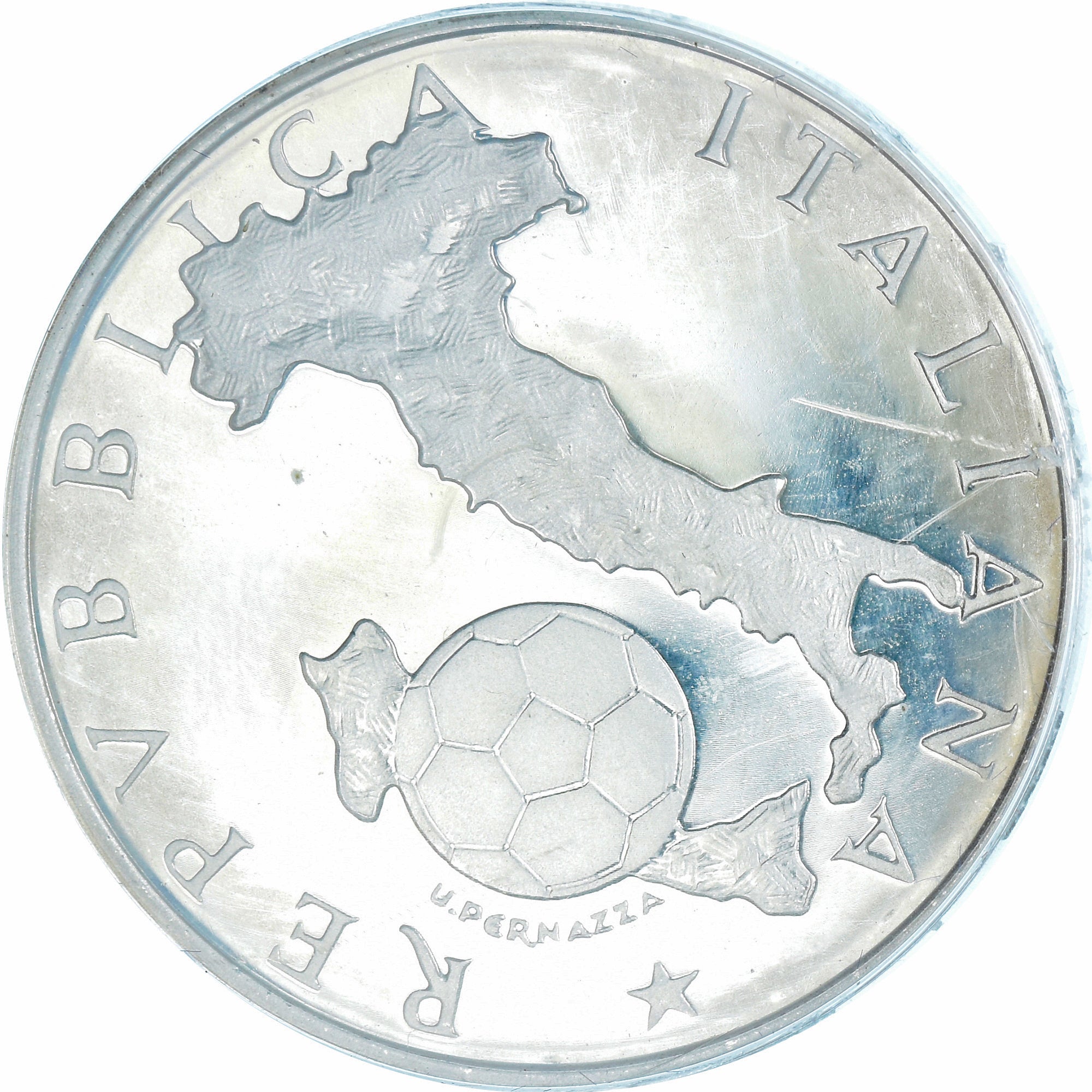 Moeda, Itália, 500 Lire, 1986, Mondial FIFA de Mexico.BE, MS(65-70), Prata