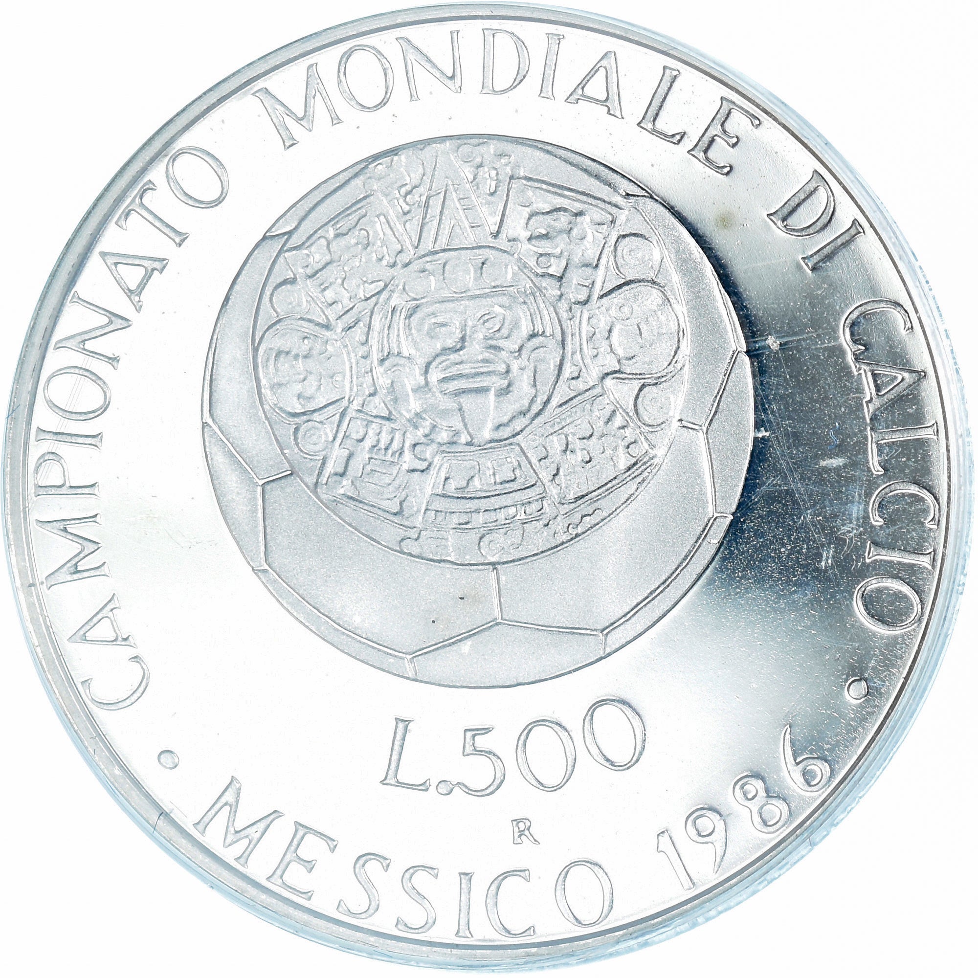 Coin, Italy, 500 Lire, 1986, Mondial FIFA de Mexico.BE, MS(65-70), Silver