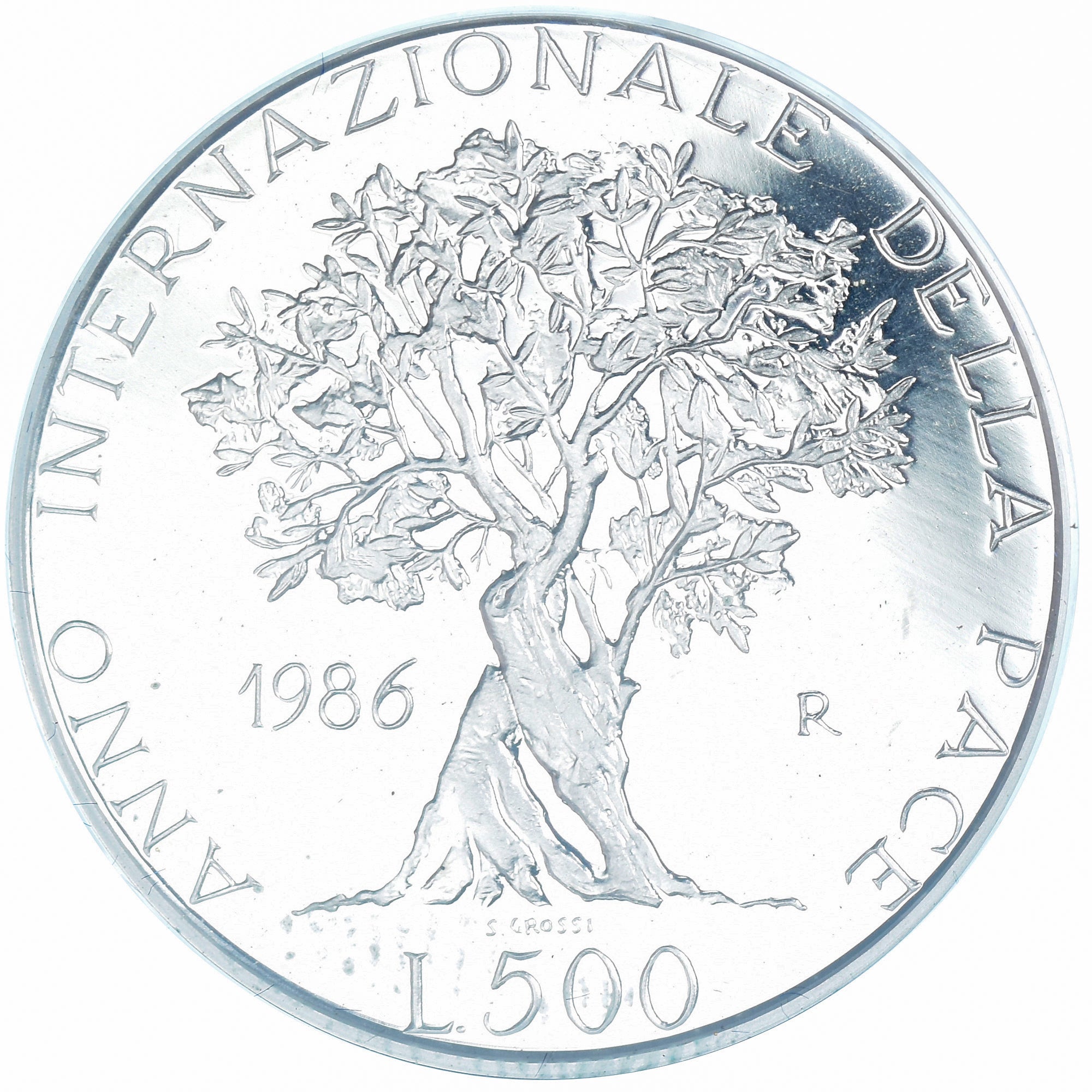 Monnaie, Italie, 500 Lire, 1986, Année de la paix.BE, FDC, Argent, KM:120