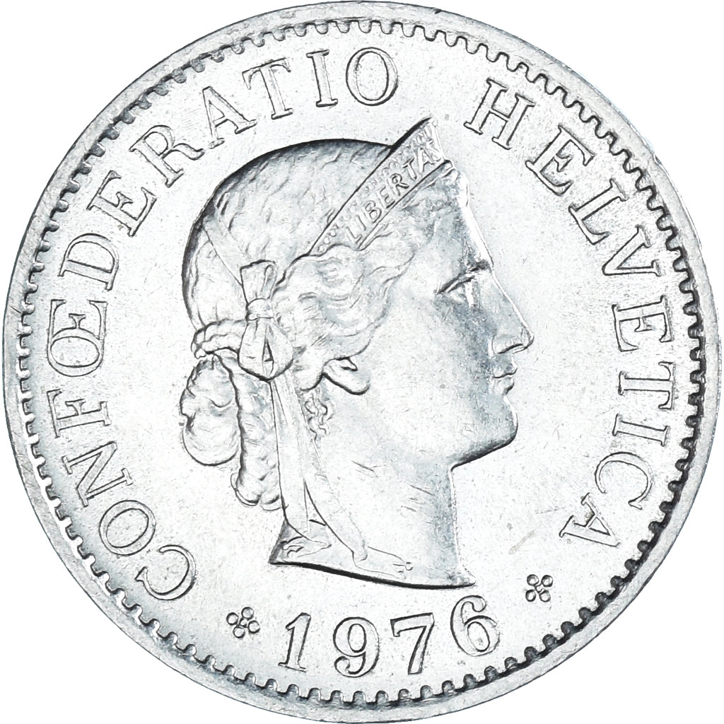 Coin, Switzerland, 5 Rappen, 1976, Bern, AU(50-53), Copper-nickel, KM:26