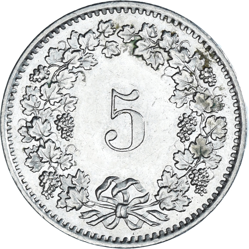 Moneta, Szwajcaria, 5 Rappen, 1977, Bern, AU(50-53), Miedź-Nikiel, KM:26