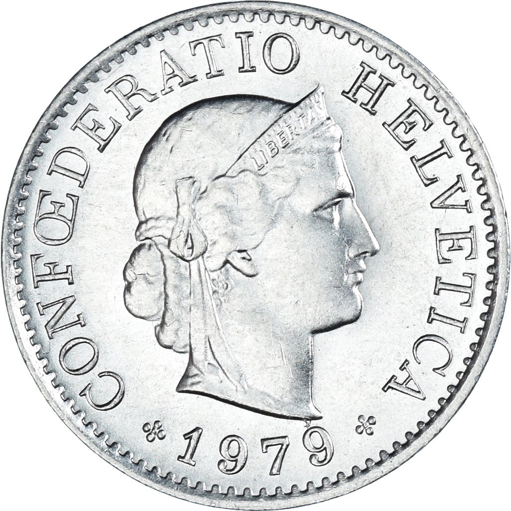 Moneta, Szwajcaria, 5 Rappen, 1979, Bern, AU(50-53), Miedź-Nikiel, KM:26