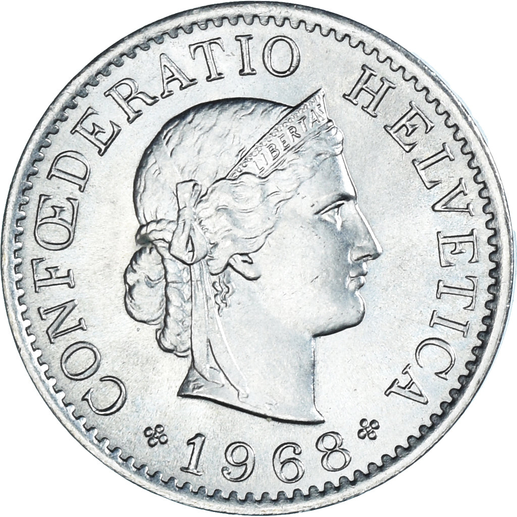 Munten, Zwitserland, 5 Rappen, 1968, Bern, ZF+, Cupro-nikkel, KM:26