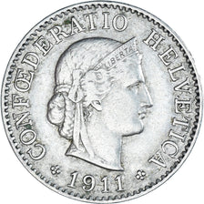 Moneda, Suiza, 5 Rappen, 1911, Bern, BC+, Cobre - níquel, KM:26