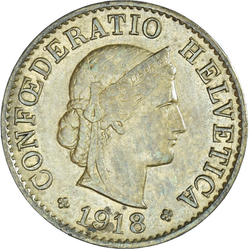 Coin, Switzerland, 5 Rappen, 1918, Bern, EF(40-45), Brass, KM:26a
